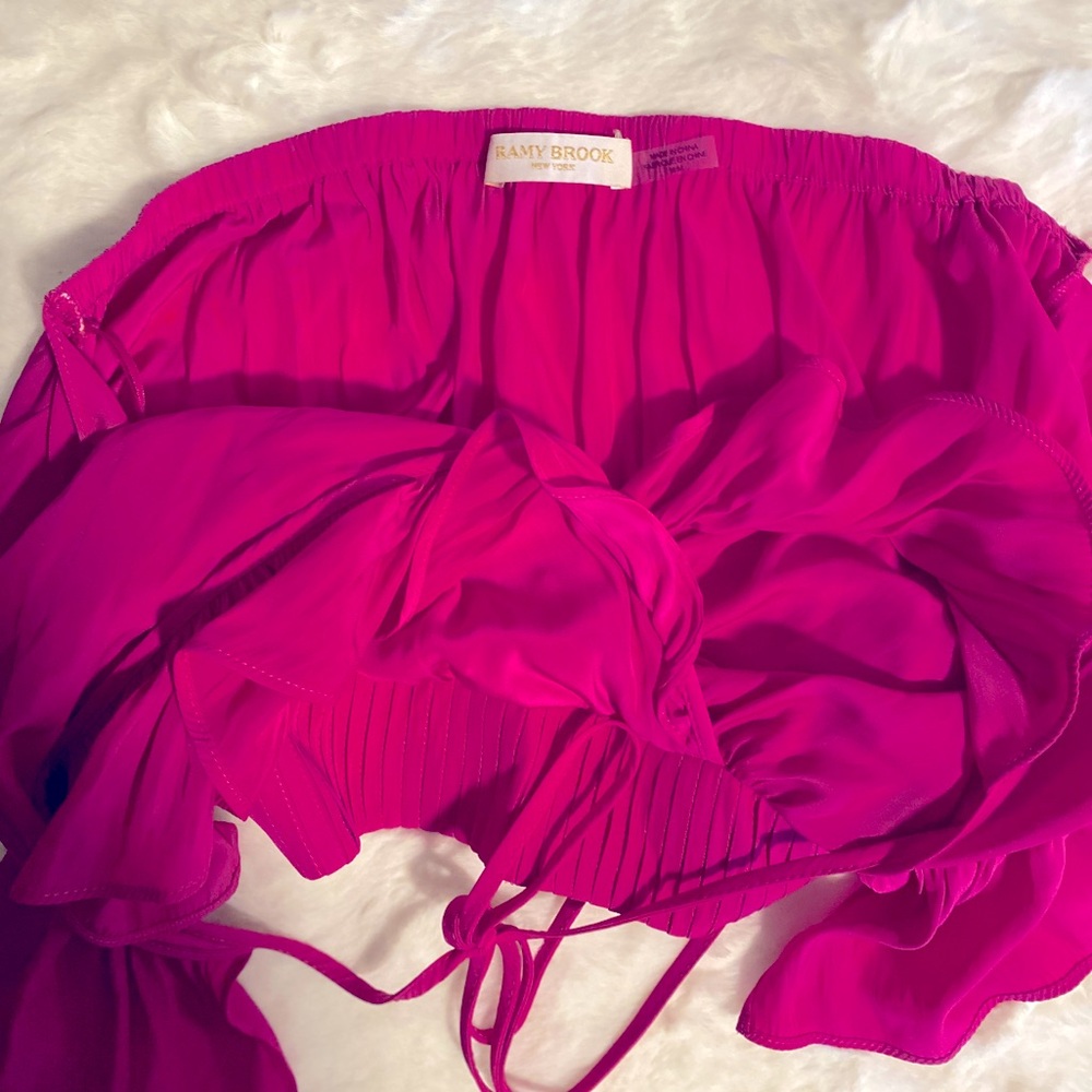 NWOT | Ramy Brook V-Neck Ruffle Halter Top | Color: Wild Rose - Picture 8 of 8